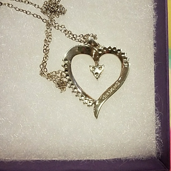 Sterling Silver Heart Diamond Accent 925 N… - Picture 2 of 6
